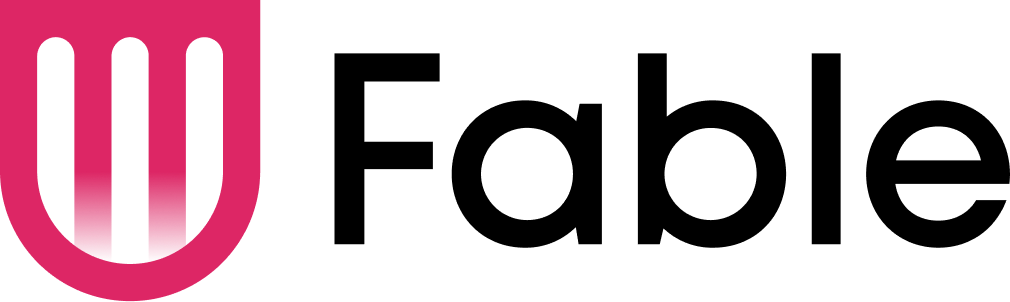 Black Fable logo with pink shield